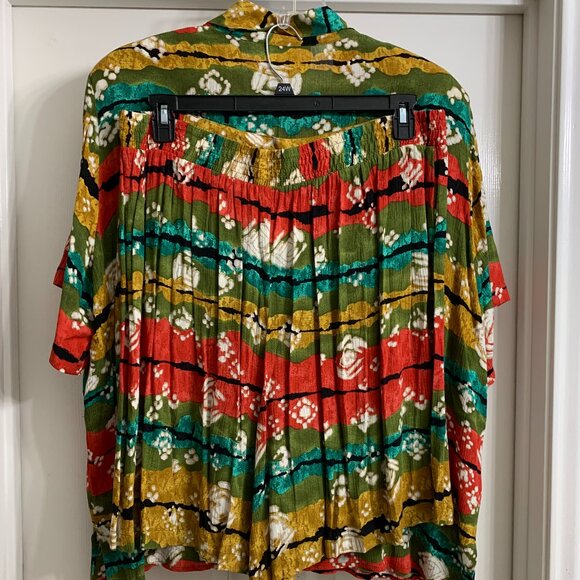 Options by Worthington Women's Multi-Color Blouse and Short Set, Size 2X - Picture 3 of 4